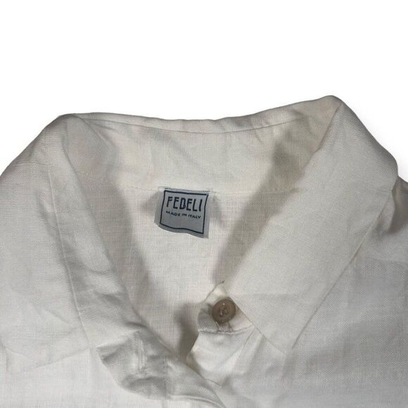 Fedeli‎ Linen Blouse Top Floral Embroidered White Made in Italy Size 40 - Picture 4 of 7